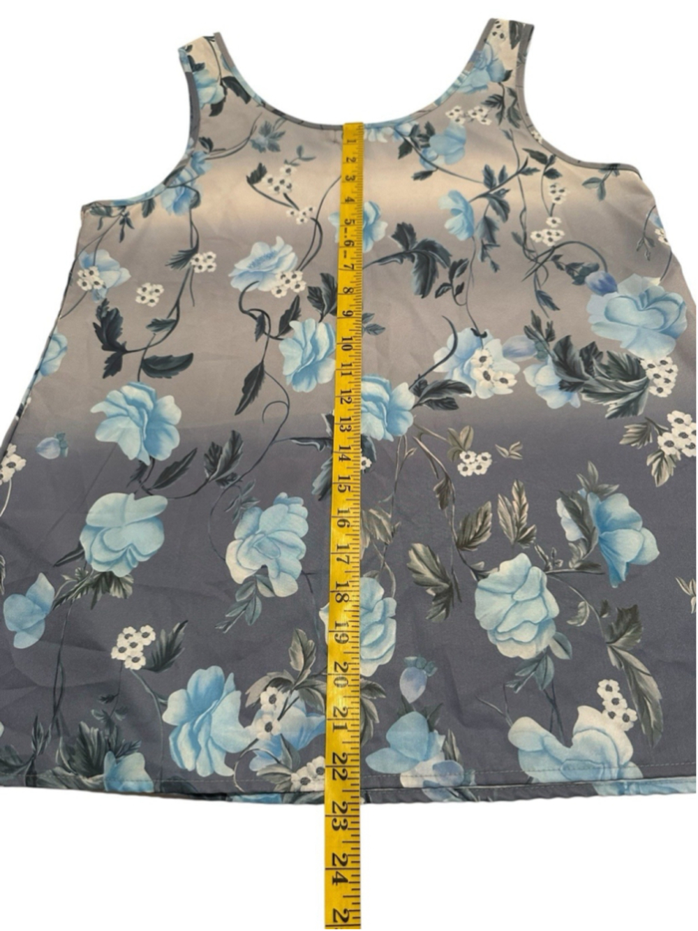 Misslook Tank Top Tunic Sleeveless Blouse Womens L Multicolor Blue Floral Satin - Picture 9 of 14